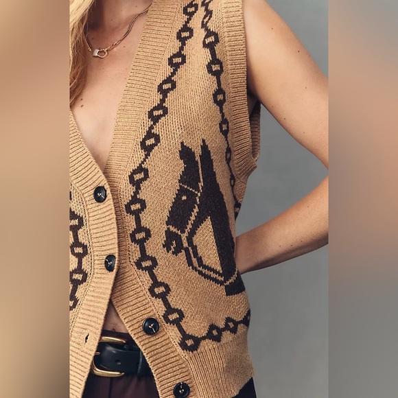 Anthropologie Moon River Jacquard V-Neck
Cardigan Sweater Vest XS - Picture 4 of 15